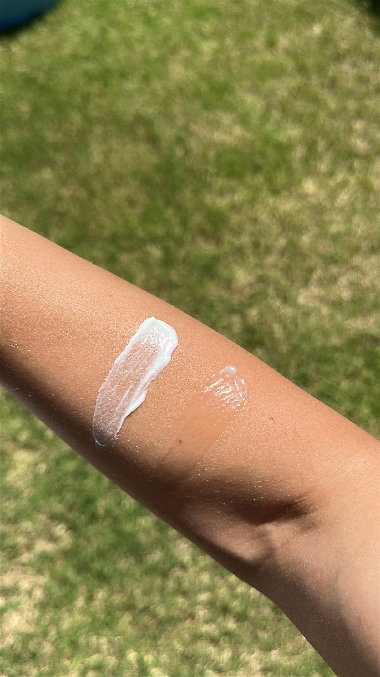 Arm swatch of Texas Gold Tallow balm and FLUFF